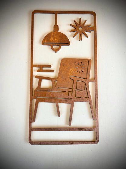 Mid Century Modern Boho Still Life 3-Panel Wood Wall Art, Set L