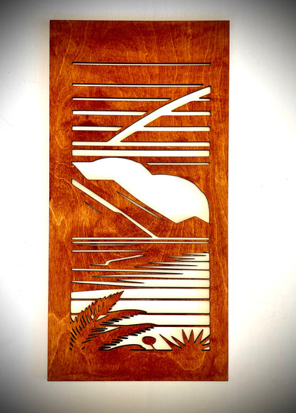 Mid Century Modern Boho Waterfront 3-Panel Wood Wall Art, Set F