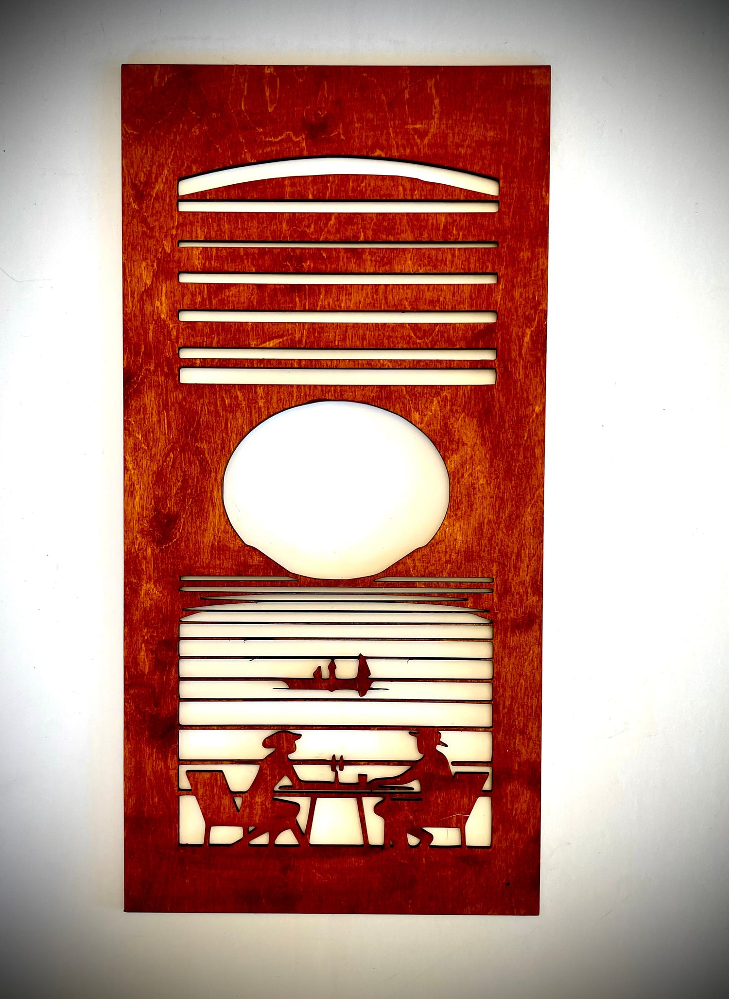 Mid Century Modern Boho Waterfront 3-Panel Wood Wall Art, Set F