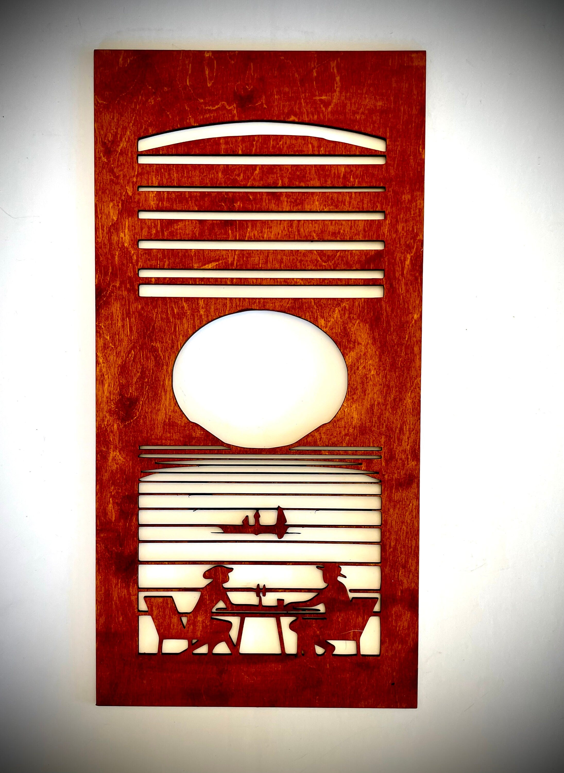 Mid Century Modern Boho Waterfront 3-Panel Wood Wall Art, Set F