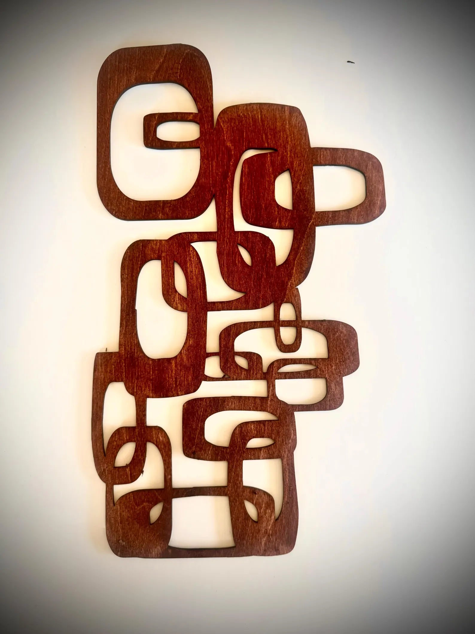 Mid Century Modern Boho Wood Chain Element 4-Panel Wood Wall Art, Set H