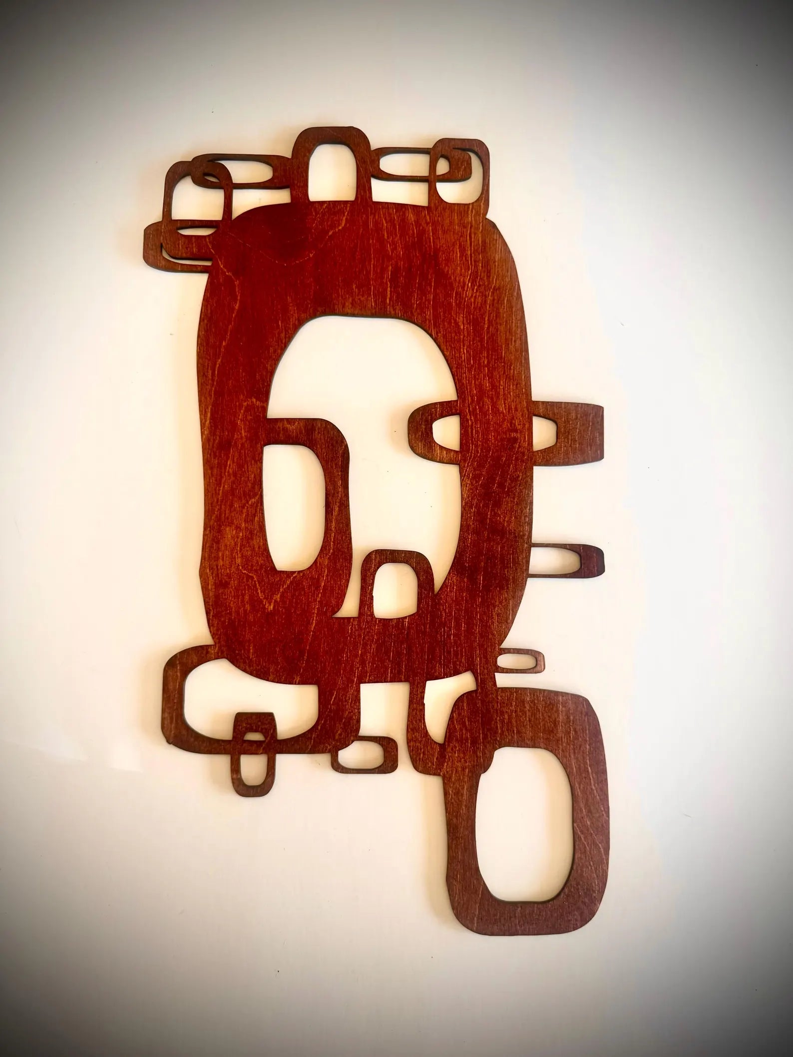 Mid Century Modern Boho Wood Chain Element 4-Panel Wood Wall Art, Set H