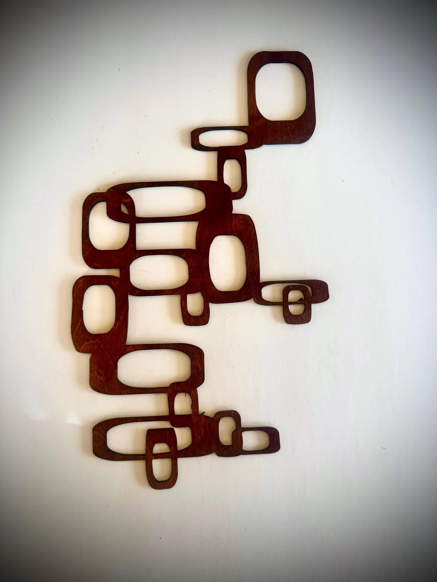 Mid Century Modern Boho Wood Chain Element 4-Panel Wood Wall Art, Set H