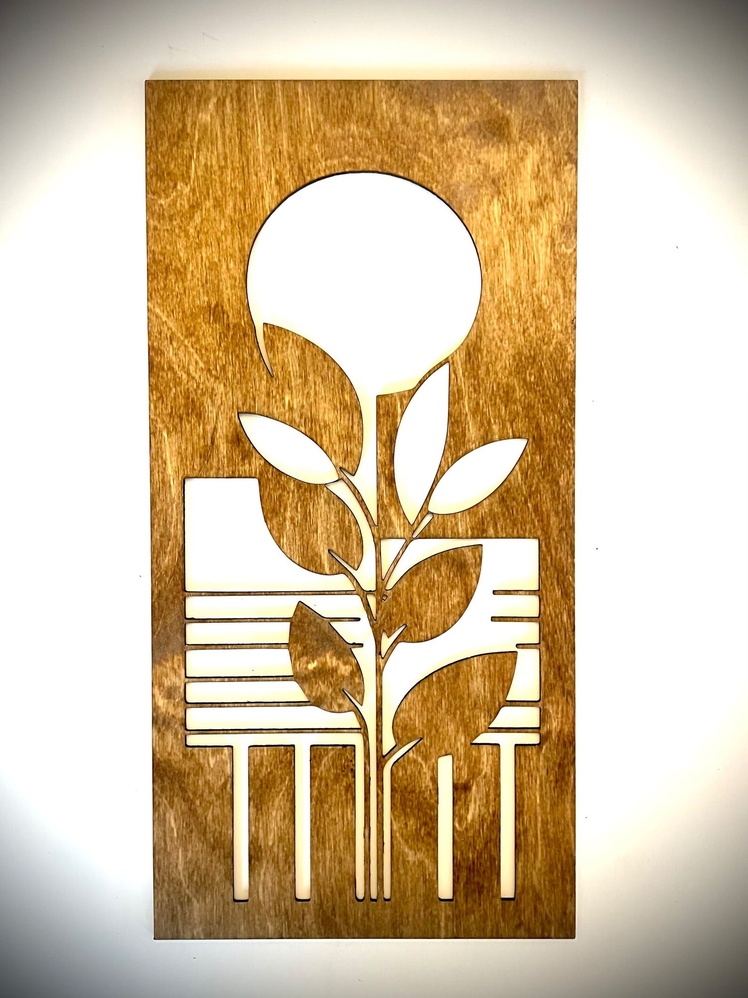 Mid Century Modern Floral Landscape 3-Panel Wood Wall Art, Set D