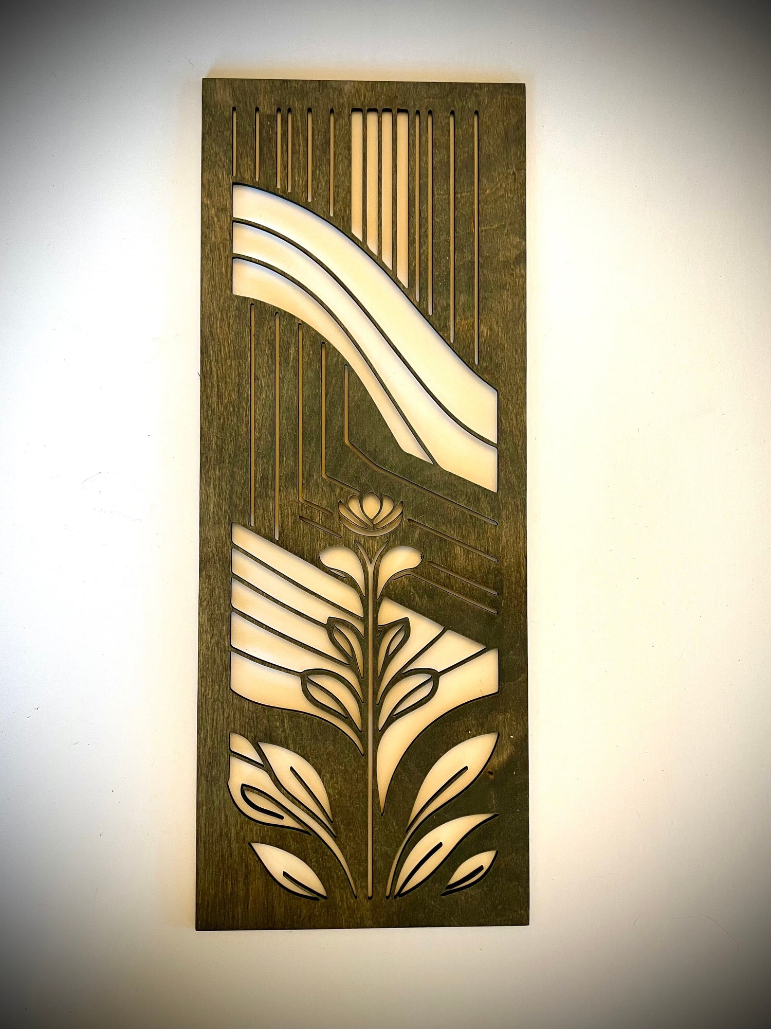 Mid Century Modern Floral Landscape 3-Panel Wood Wall Art, Set E