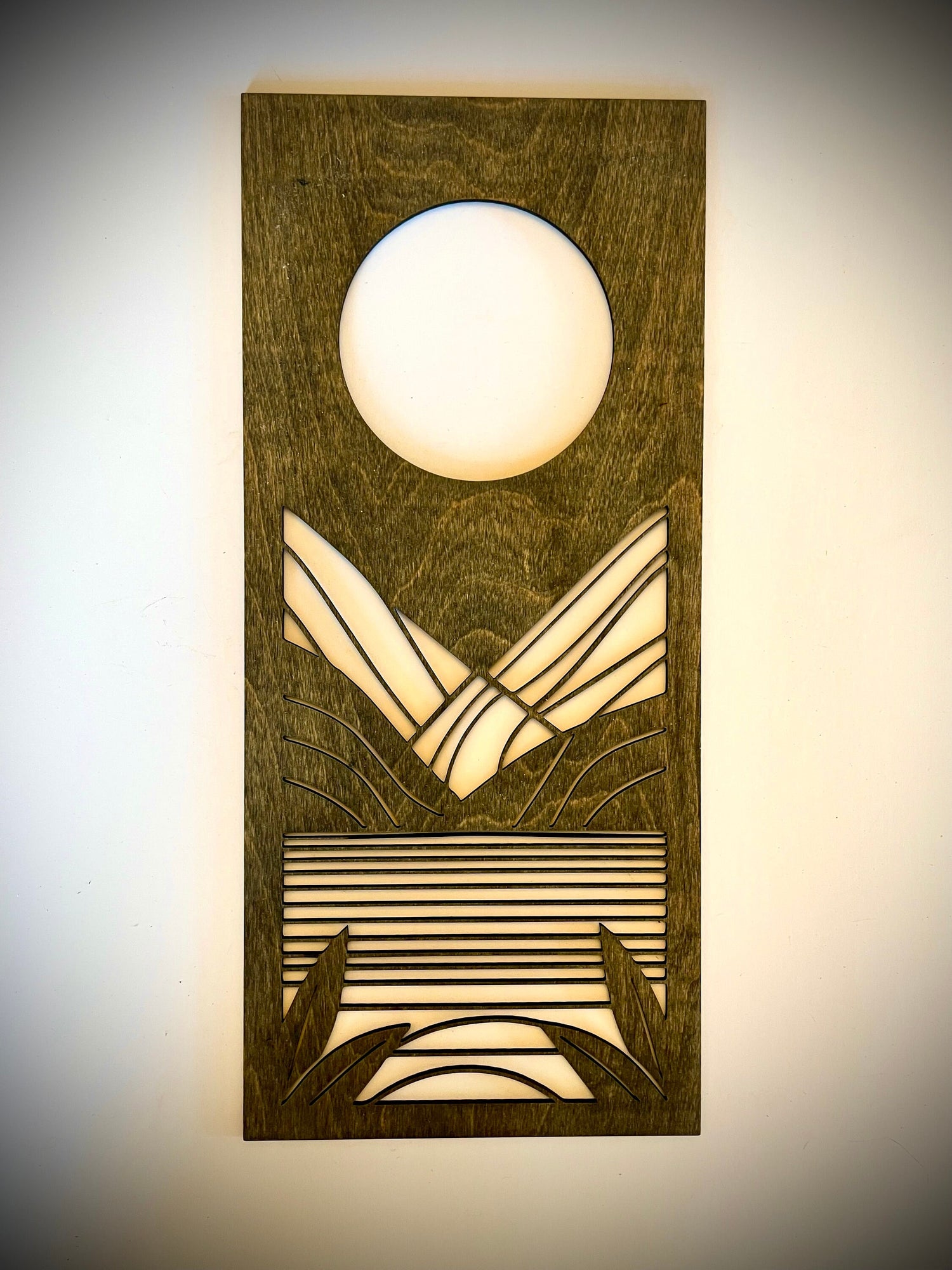 Mid Century Modern Floral Landscape 3-Panel Wood Wall Art, Set E
