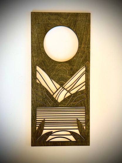 Mid Century Modern Floral Landscape 3-Panel Wood Wall Art, Set E