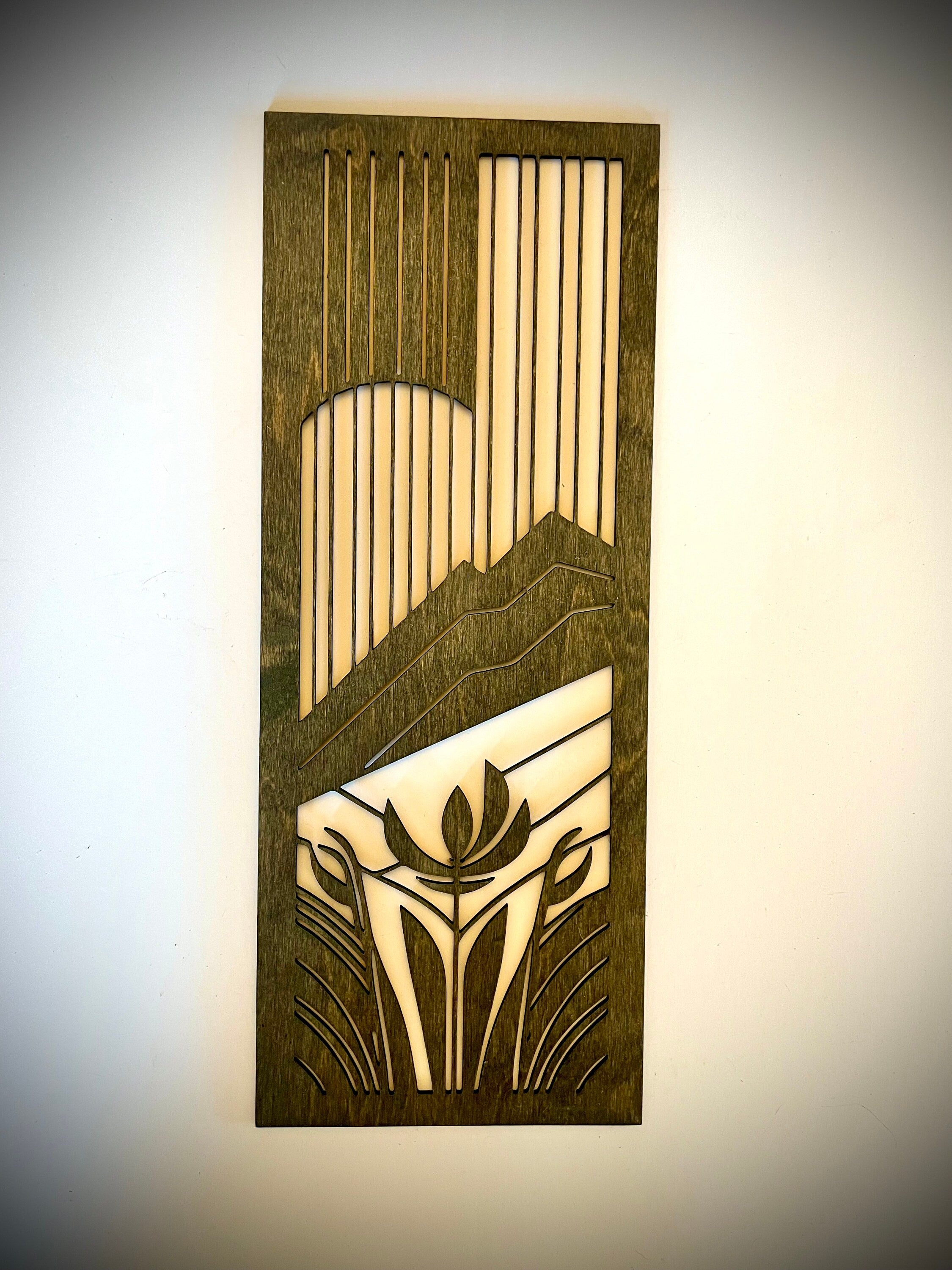Mid Century Modern Floral Landscape 3-Panel Wood Wall Art, Set E