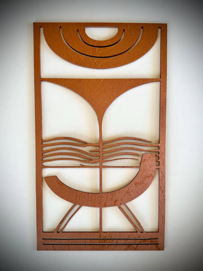 Mid Century Modern Interior Landscape 3-Panel Wood Wall Art, Set K