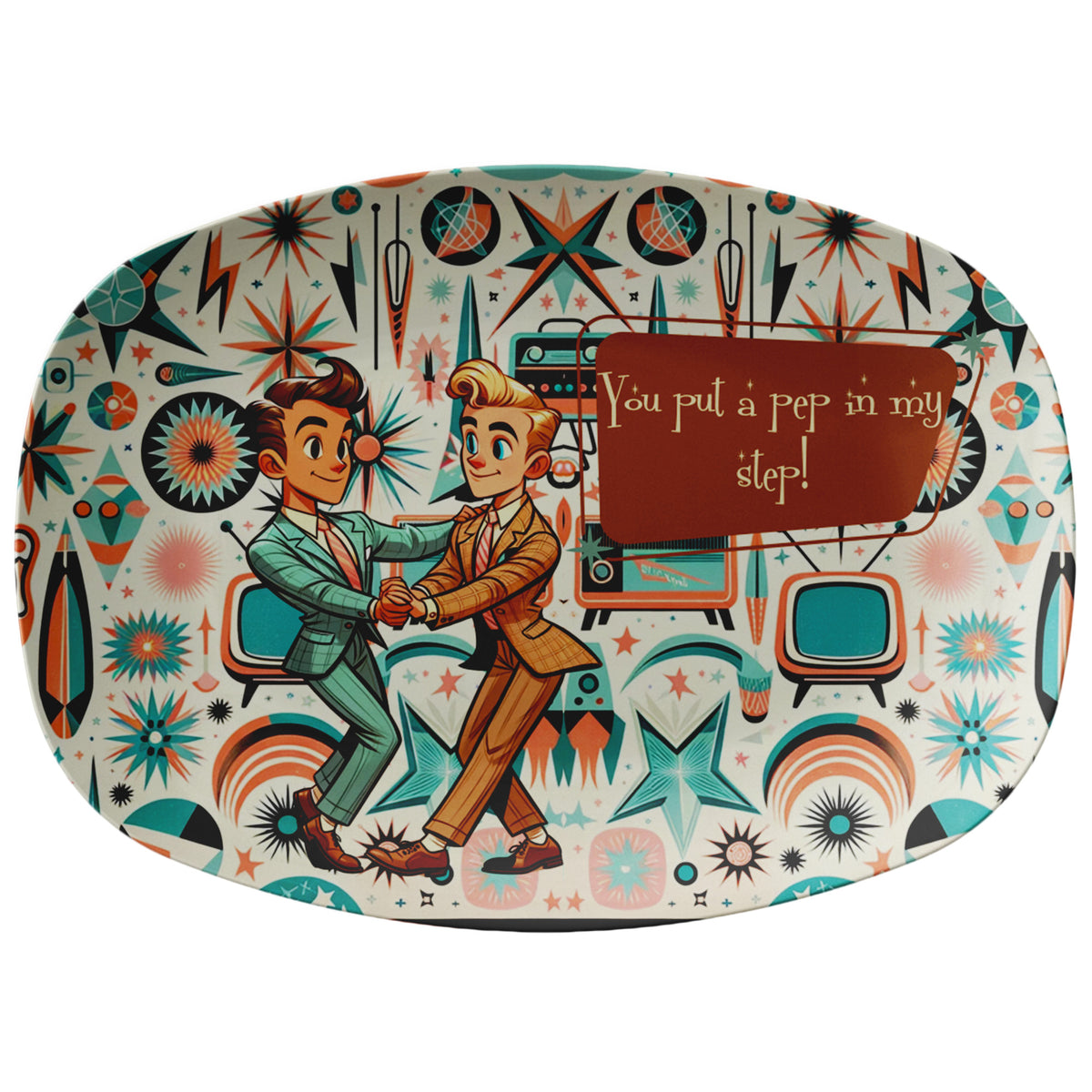 Mid Century Mod, Dapper Dudes, Gay Male Couple, Kitschy Cute Retro Party Platter - Mid Century Modern Gal