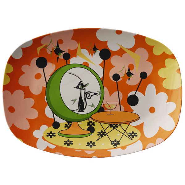 Mid Century Modern Barware Kitschy Cat Retro Summer Vibe Party Platter