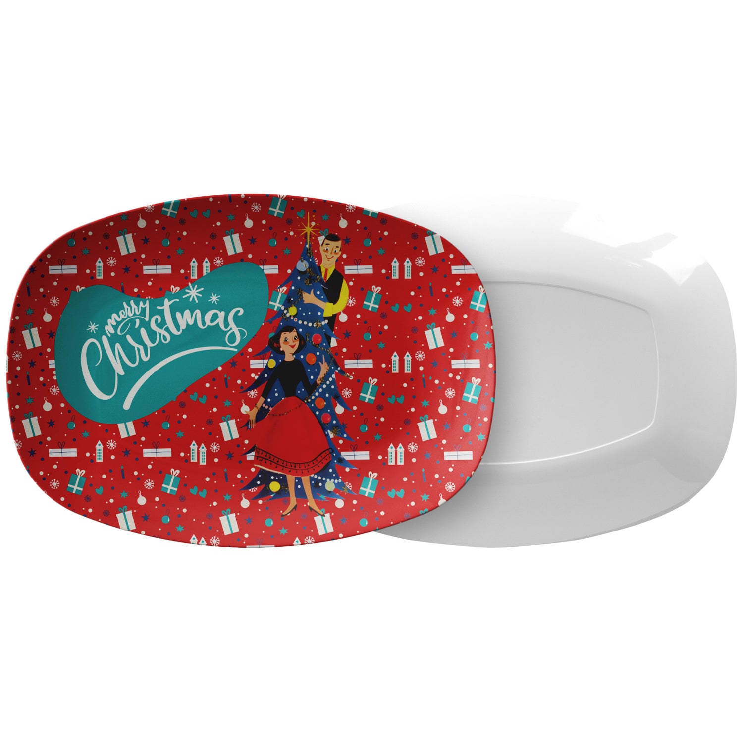 Mid Century Modern Christmas, Merry Christmas Kitschy 50s Party Platter Couples Gift - Mid Century Modern Gal