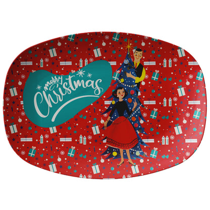Mid Century Modern Christmas, Merry Christmas Kitschy 50s Party Platter Couples Gift - Mid Century Modern Gal