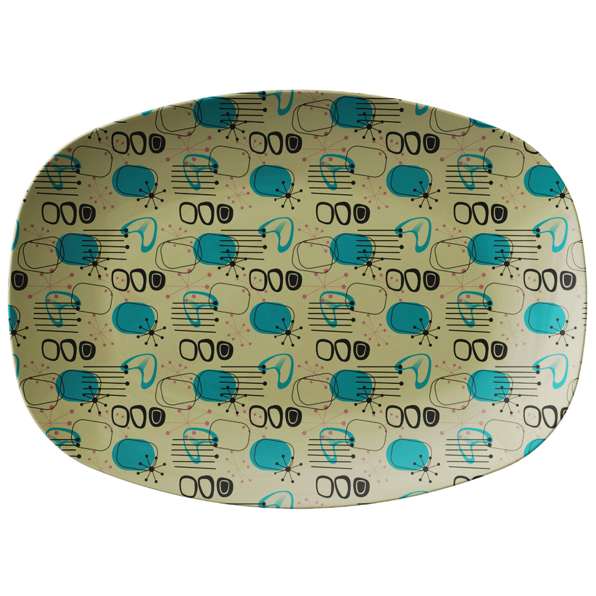 Mid Century Modern Dinnerware, Atomic 50s Era, Green, MCM Boomerang Retro Spring Summer Outdoor Indoor Dining - Mid Century Modern Gal