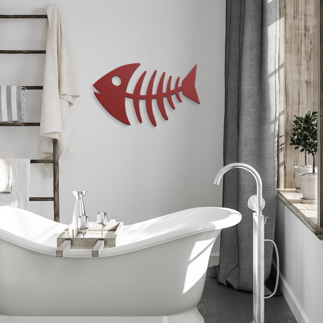 Mid_Century_Modern_Fish_Art_Metal_Art__Red_Modern_Bathroom_Mockup.png