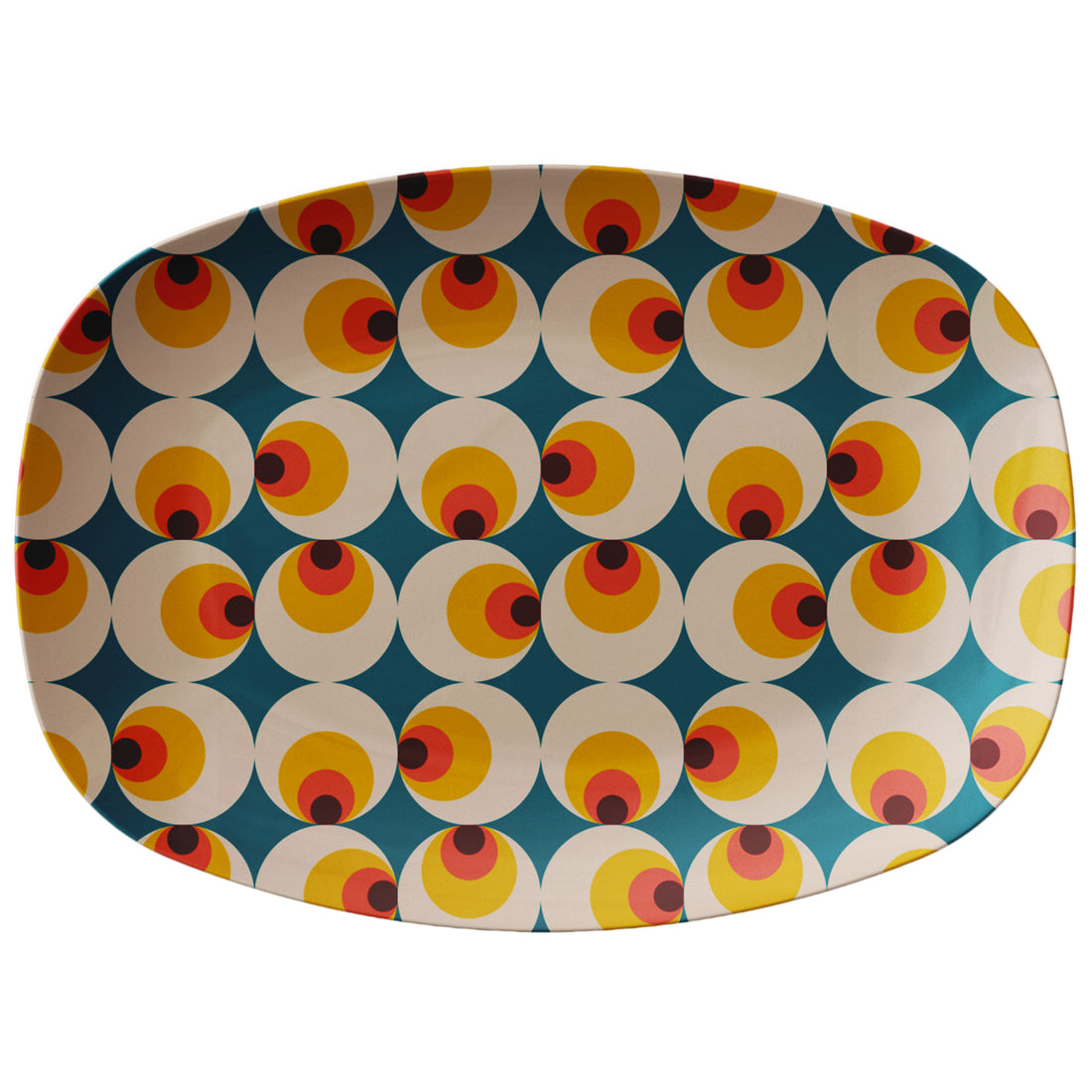 Mid Century Modern Geometric Orb 70s Retro Serving Platter - Mid Century Modern Gal
