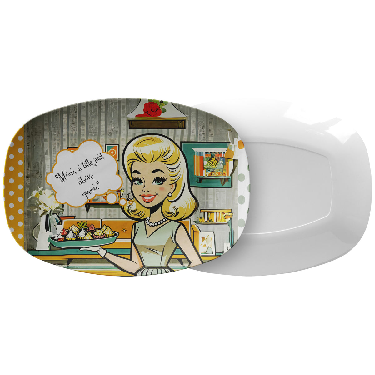 Mid Century Modern Mod 50s Gal, Queen Mom Retro Party Platter - Mid Century Modern Gal