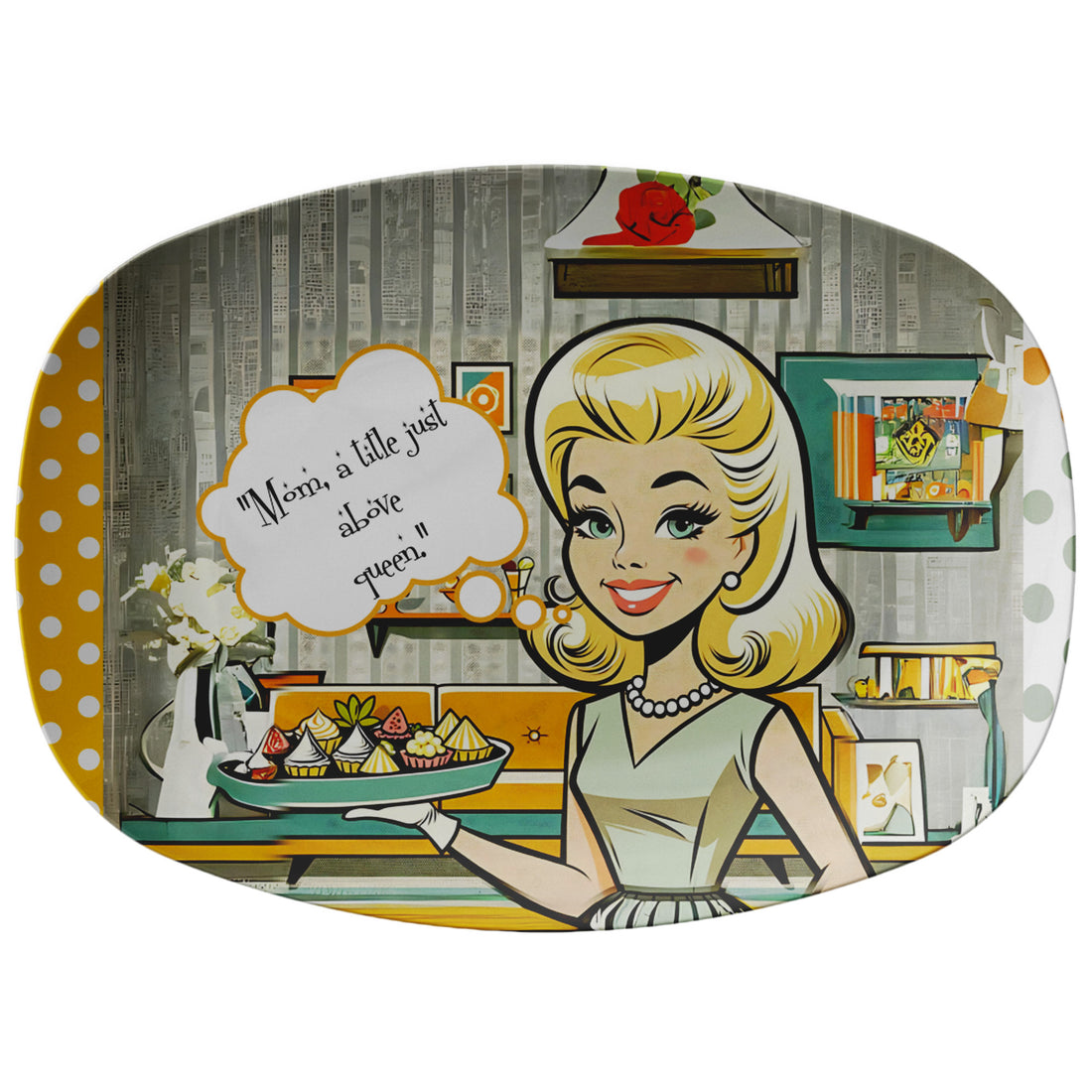 Mid Century Modern Mod 50s Gal, Queen Mom Retro Party Platter - Mid Century Modern Gal