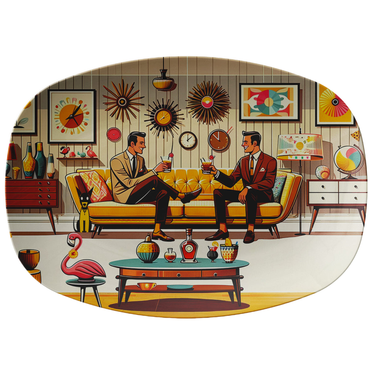 Mid Century Modern Party Platter, Dapper Dudes, Kitschy Retro LGBTQ Gifts - Mid Century Modern Gal