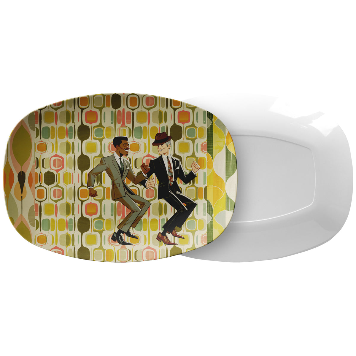 Mid Century Modern Party Platter, Gay Couple, Black Man, White Man, Retro MCM Kitchenware - Mid Century Modern Gal