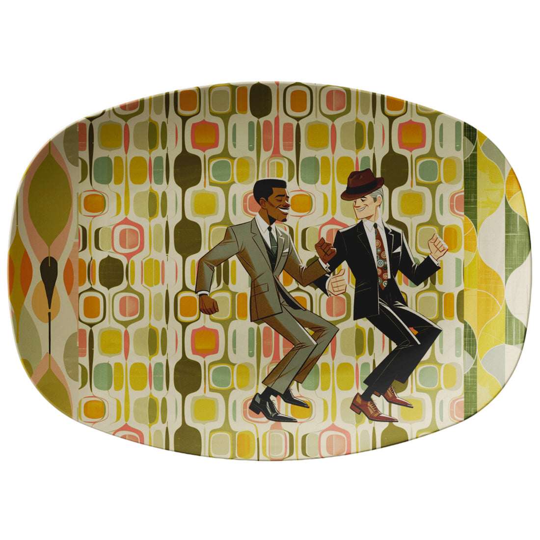 Mid Century Modern Party Platter, Gay Couple, Black Man, White Man, Retro MCM Kitchenware - Mid Century Modern Gal