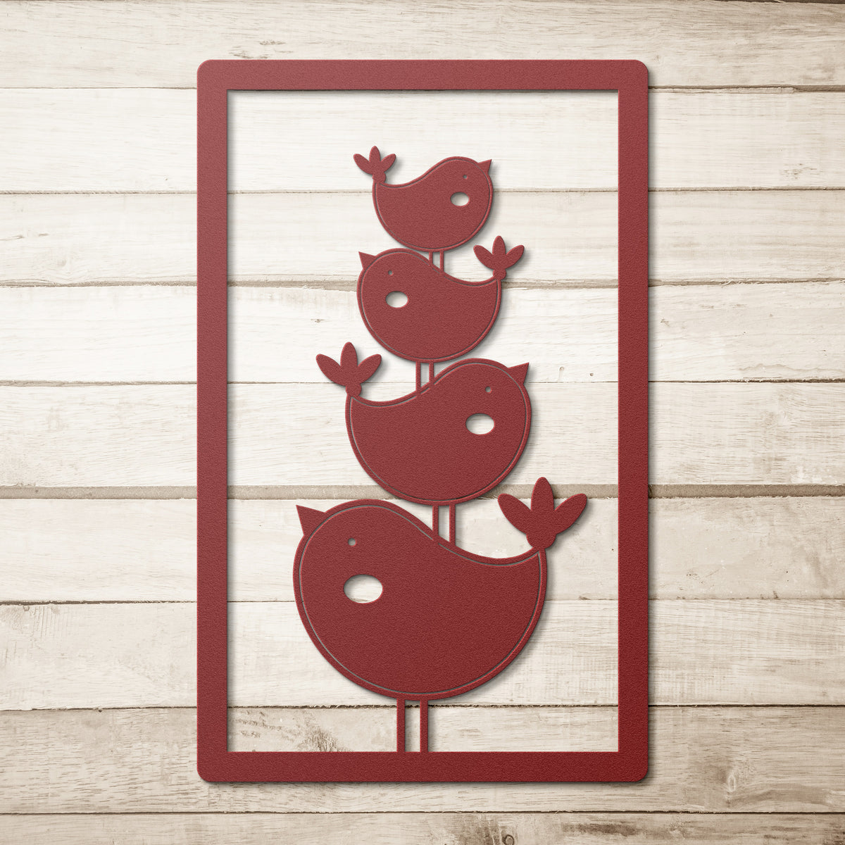 Mid Century Modern Scandi Stacked Birds Metal Art - Mid Century Modern Gal