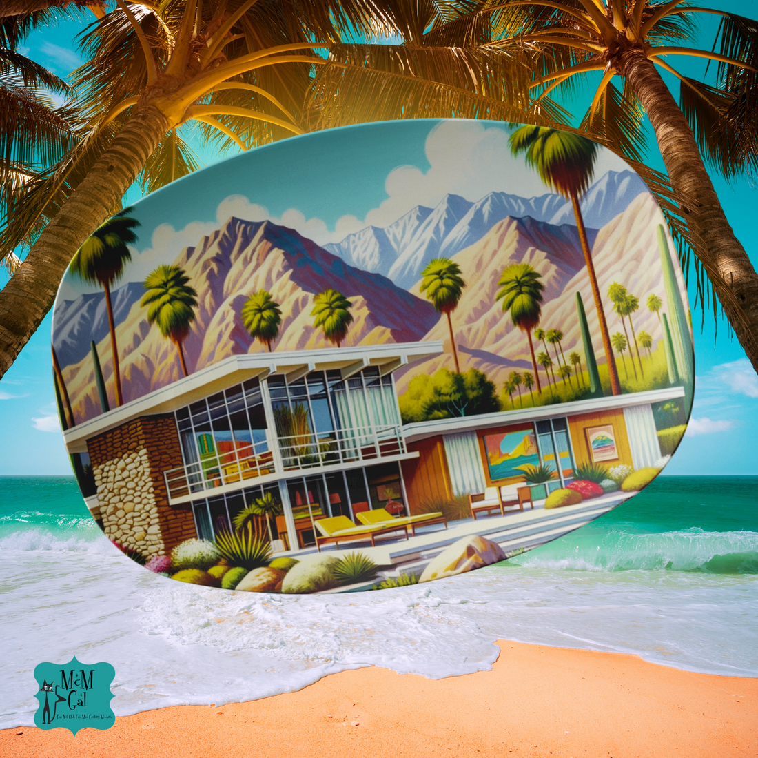 Palm Springs California Mid Century Modern Barware Party Platter - Mid Century Modern Gal