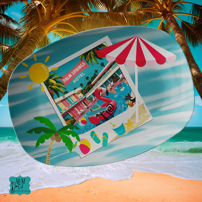 Palm Spring Cali Hotel Kitschy Flamingo And Atomic Cats Party Platter - Mid Century Modern Gal