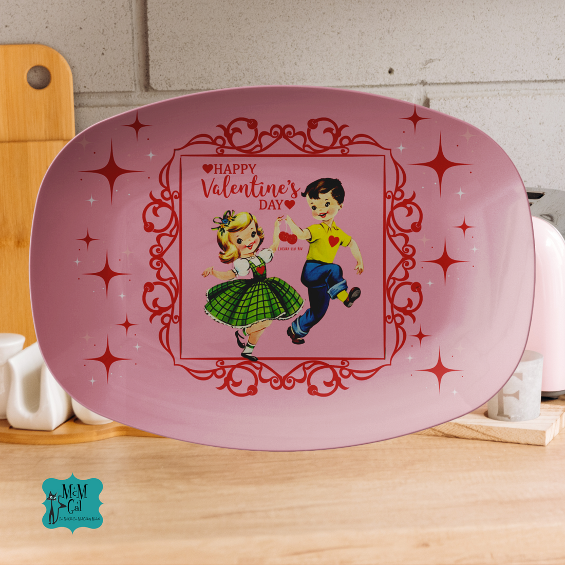 Vintage Valentine Kitschy 50s Mid Mod Love Platter Gift Keepsake - Mid Century Modern Gal