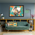 Mid Mod 60s Gal, Atomic Cat Barware Wall Art - Framed Matte Canvas with Vintage Cocktail And Retro Cat Design - Mid Century Modern Gal