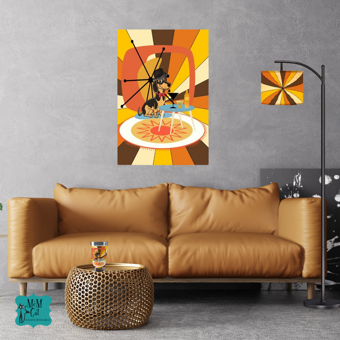 Dachshund Doxie Weiner Dog, Retro Mod Groovy Mid Century Modern Artwork - Mid Century Modern Gal