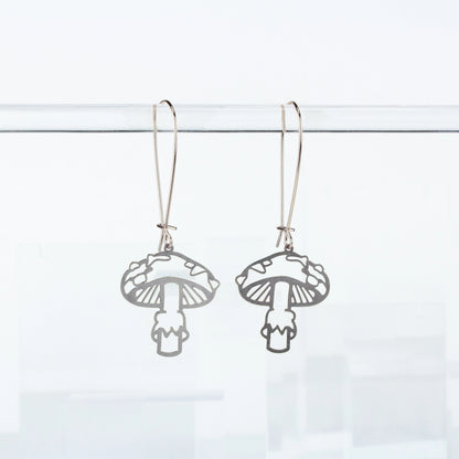 Mushroom Mid Century Modern Earrings - Silver - Mid Century Modern Gal