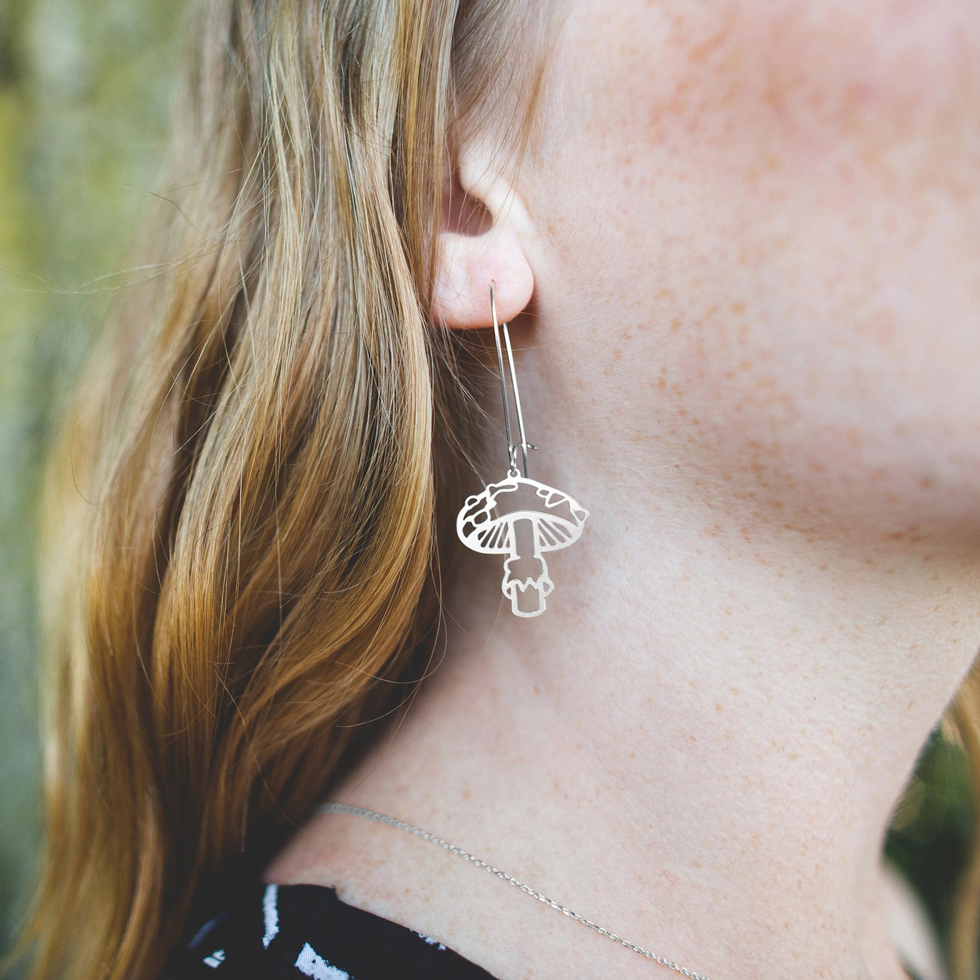 Mushroom Mid Century Modern Earrings - Silver - Mid Century Modern Gal