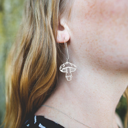 Mushroom Mid Century Modern Earrings - Silver - Mid Century Modern Gal