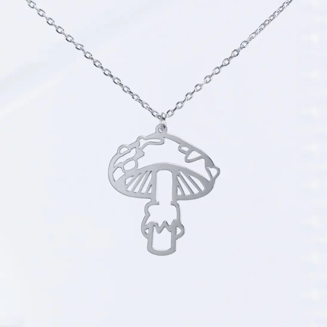 Mushroom Mid Century Modern Necklace - Silver - Mid Century Modern Gal