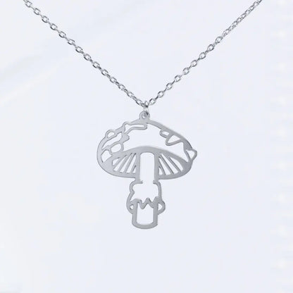 Mushroom Mid Century Modern Necklace - Silver - Mid Century Modern Gal