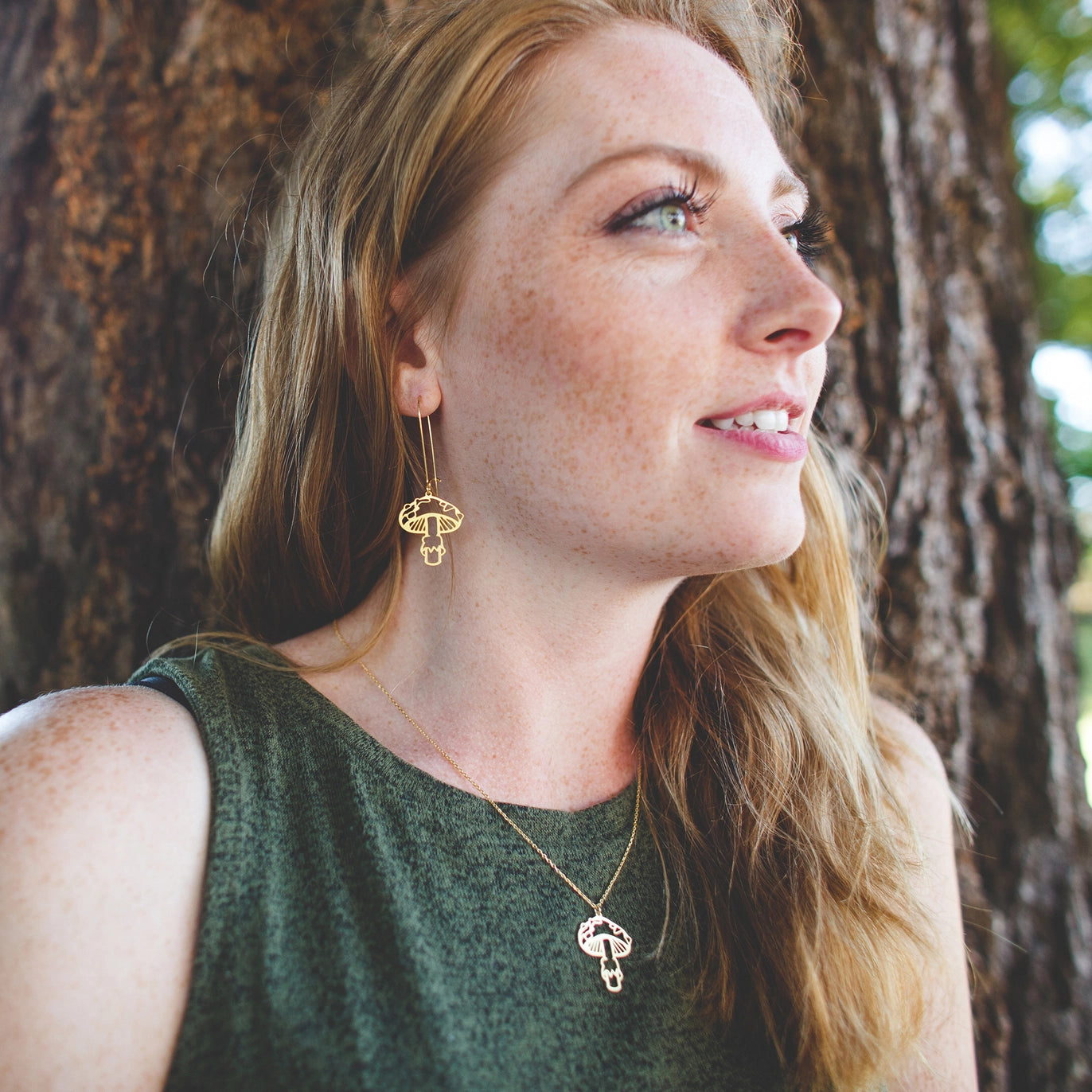 Mushroom Mid Century Modern Necklace - Silver - Mid Century Modern Gal