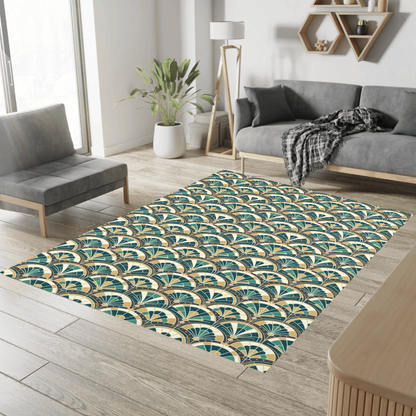 Art Deco Peacock Inspired Area Rug - Mid Century Modern Gal
