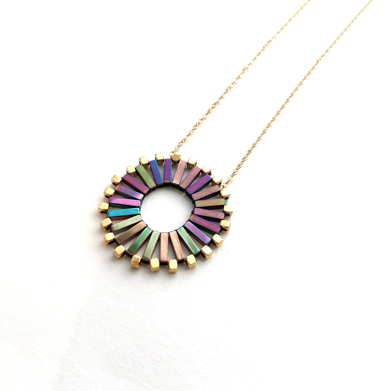 Pinwheel Necklace - Peacock - Mid Century Modern Gal