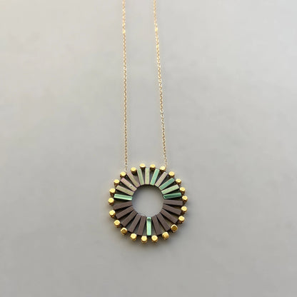 Pinwheel Necklace - Moss/Espresso - Mid Century Modern Gal