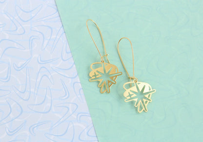 Retro Mid Century Modern Starburst Earrings - Gold - Mid Century Modern Gal