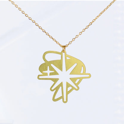 Retro Mid Century Modern Starburst Necklace - Gold - Mid Century Modern Gal