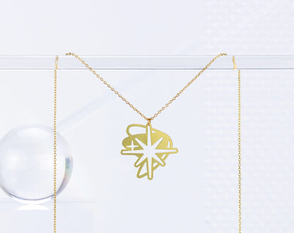 Retro Mid Century Modern Starburst Necklace - Gold - Mid Century Modern Gal
