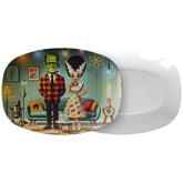 Retro Frankenstein And Bride, Kitschy Fun Mid Century Modern Platter - Mid Century Modern Gal