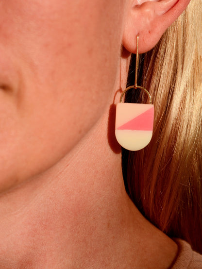 Siri Earrings · Modern Geometric Color-Block · Mid Mod - Poppy - Mid Century Modern Gal