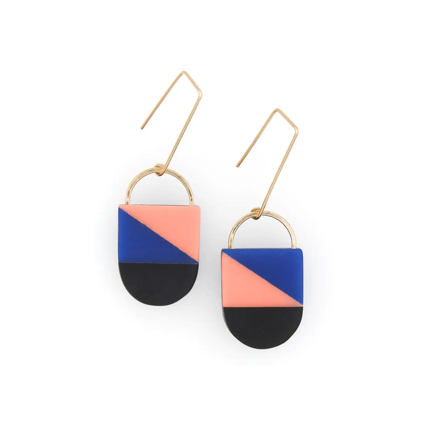 Siri Earrings · Modern Geometric Color-Block · Mid Mod - Cobalt - Mid Century Modern Gal