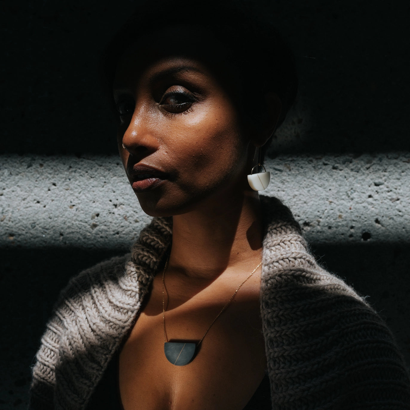 Sofie Necklace · Minimalist Semicircle · Modern · MCM - Cream - Mid Century Modern Gal