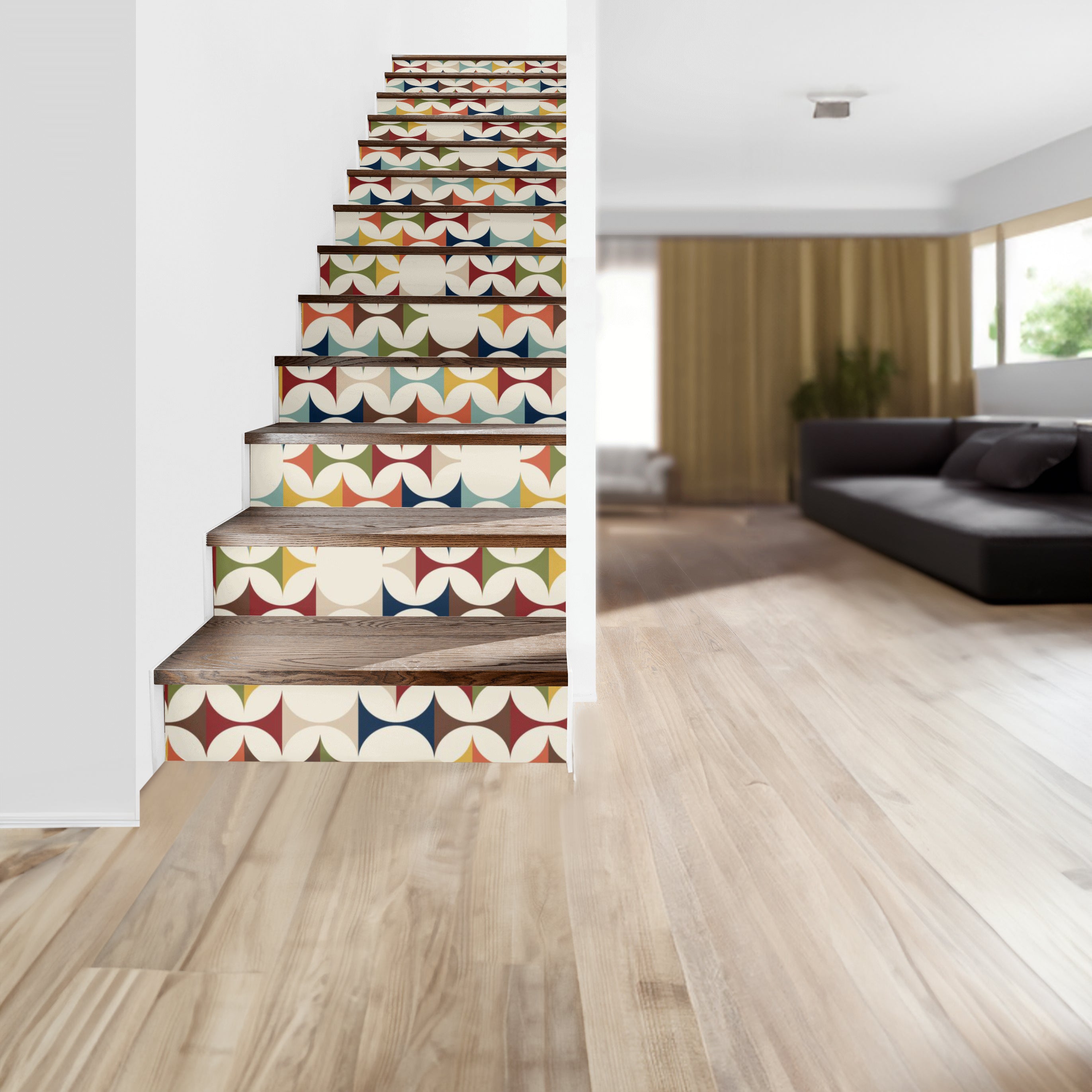 Mid Century Modern Scandinavian Designed Removeable Stair Riser Peel ...