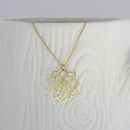 Succulent Mid Century Modern Palm Springs Necklace - Gold - Mid Century Modern Gal