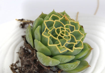 Succulent Mid Century Modern Palm Springs Necklace - Gold - Mid Century Modern Gal